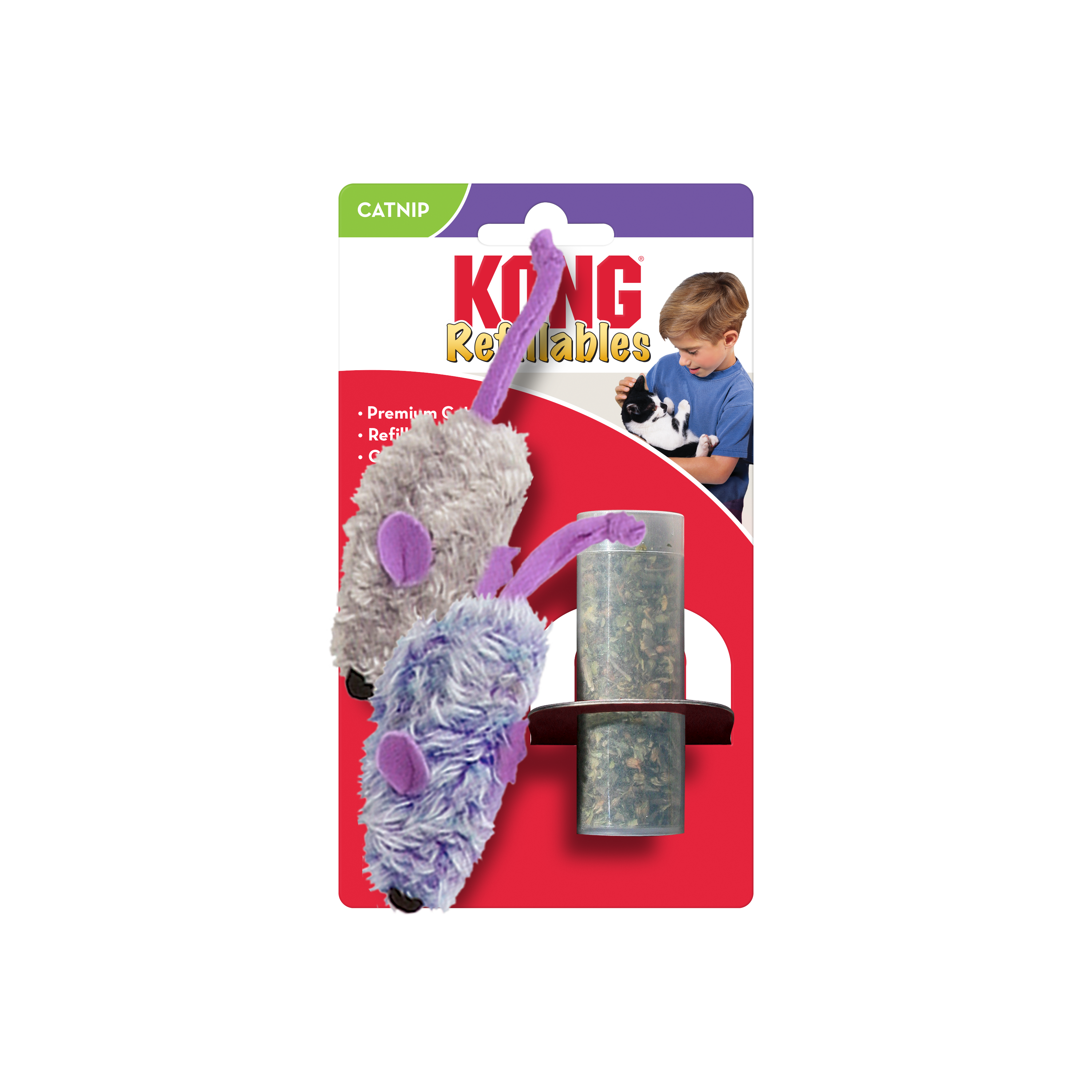KONG Refillables Catnip Purple and Frosty Mice Cat Toy Purple, Frosty Grey 1ea/One Size, 2 pk