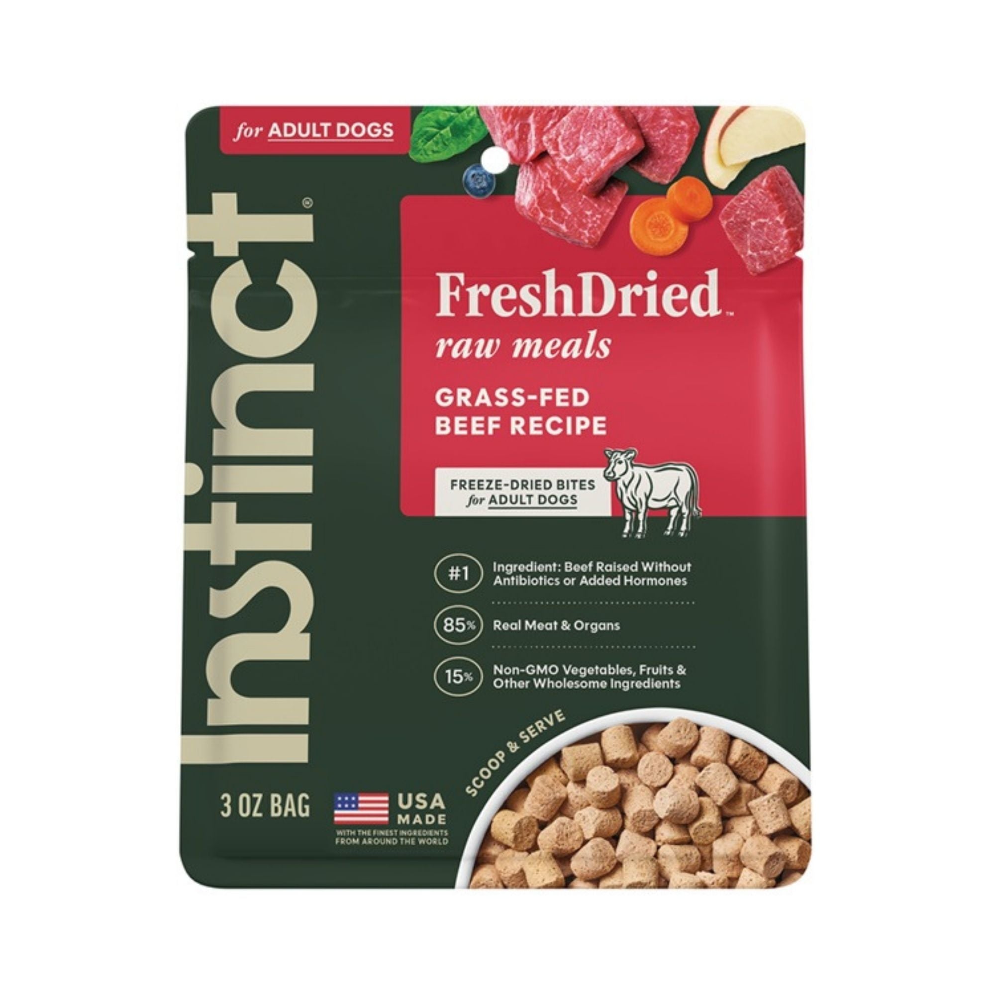 Natures Variety Instinct Dog Freshdried Raw Meals Freeze-dried Beef Adult 3oz.