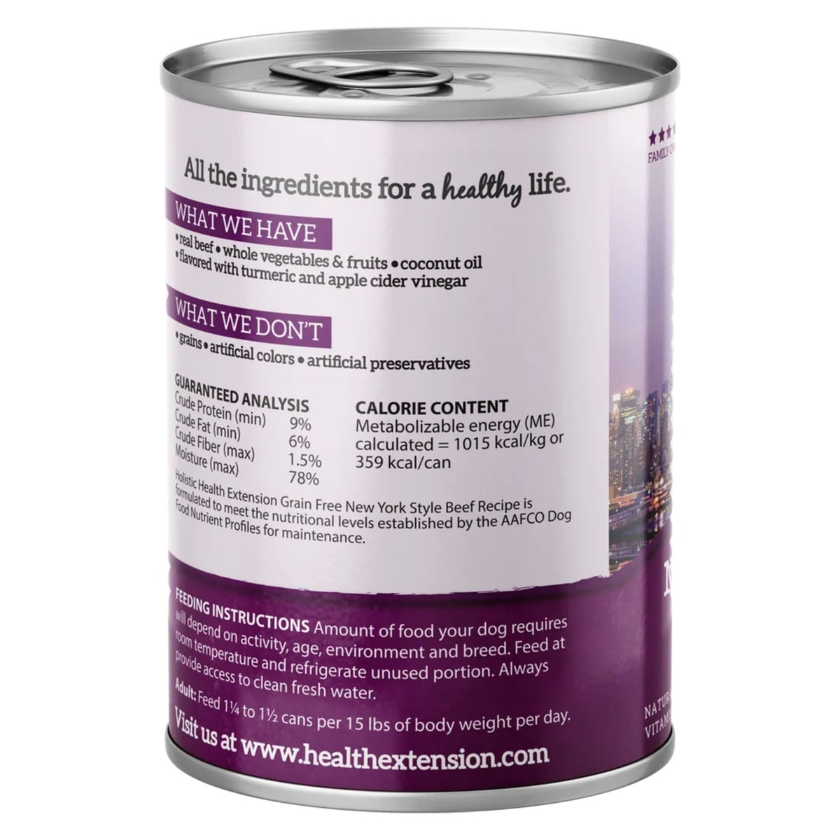 Health Extension Grain Free New York Style Beef Recipe Canned 12.5oz. (Case of 12)