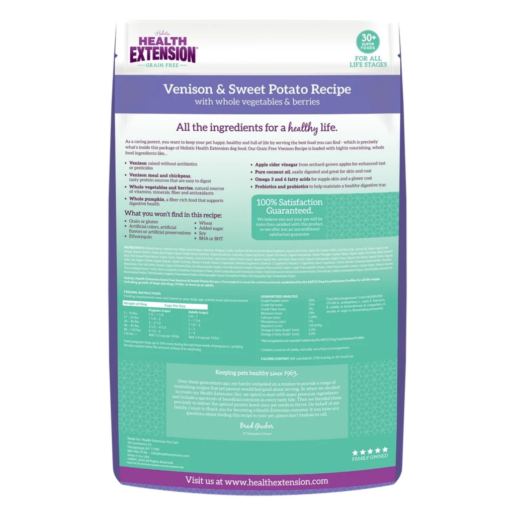 Health Extension Grain Free Venison Dry Dog Food 23.5lb.