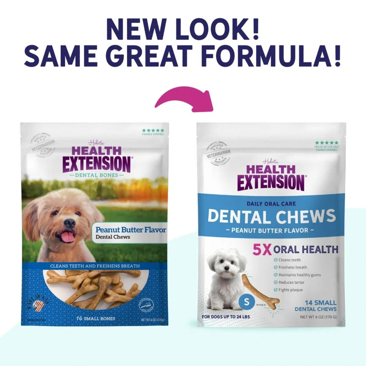 Health Extension Medium Peanut Butter Dental Chews 8 pack