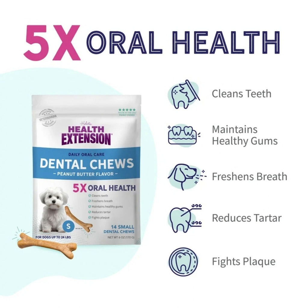 Health Extension Medium Peanut Butter Dental Chews 8 pack