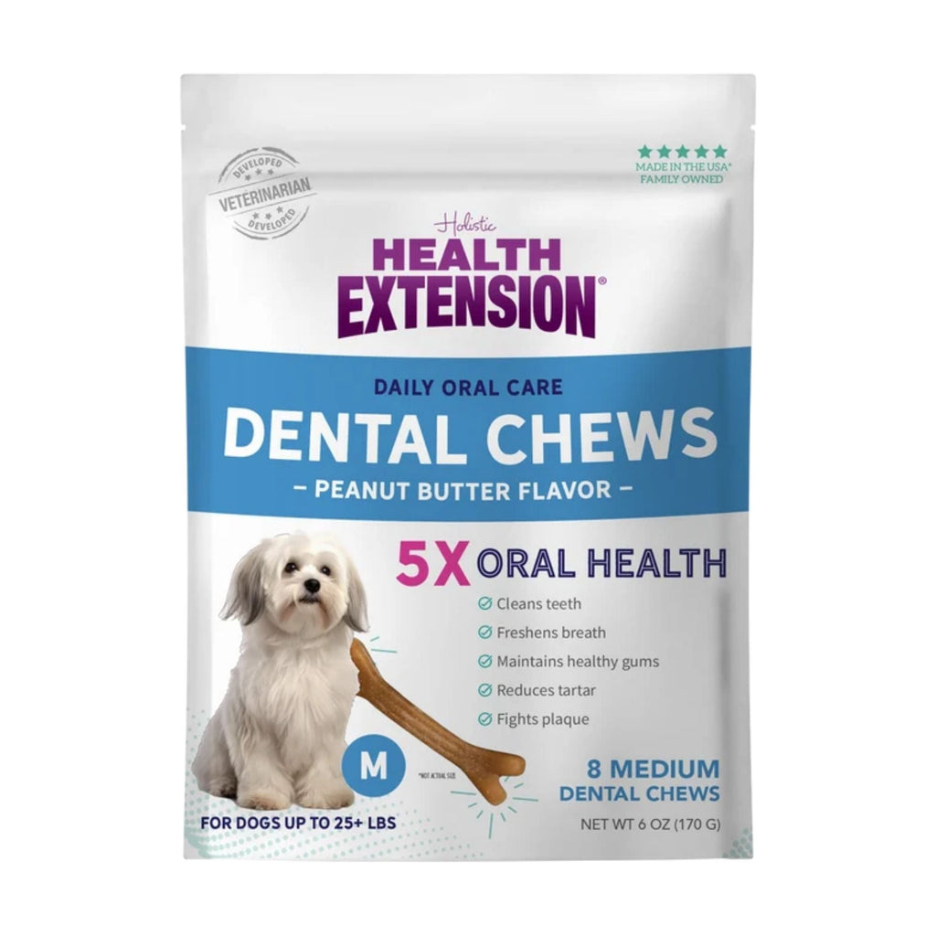 Health Extension Medium Peanut Butter Dental Chews 8 pack