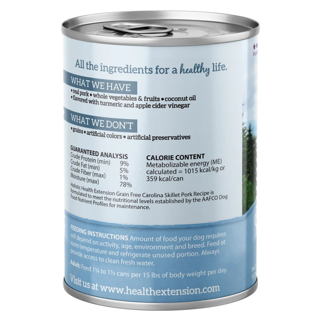 Health Extension Grain Free Pork Carolina Skillet Dog Canned 12.5oz. (Case of 12)