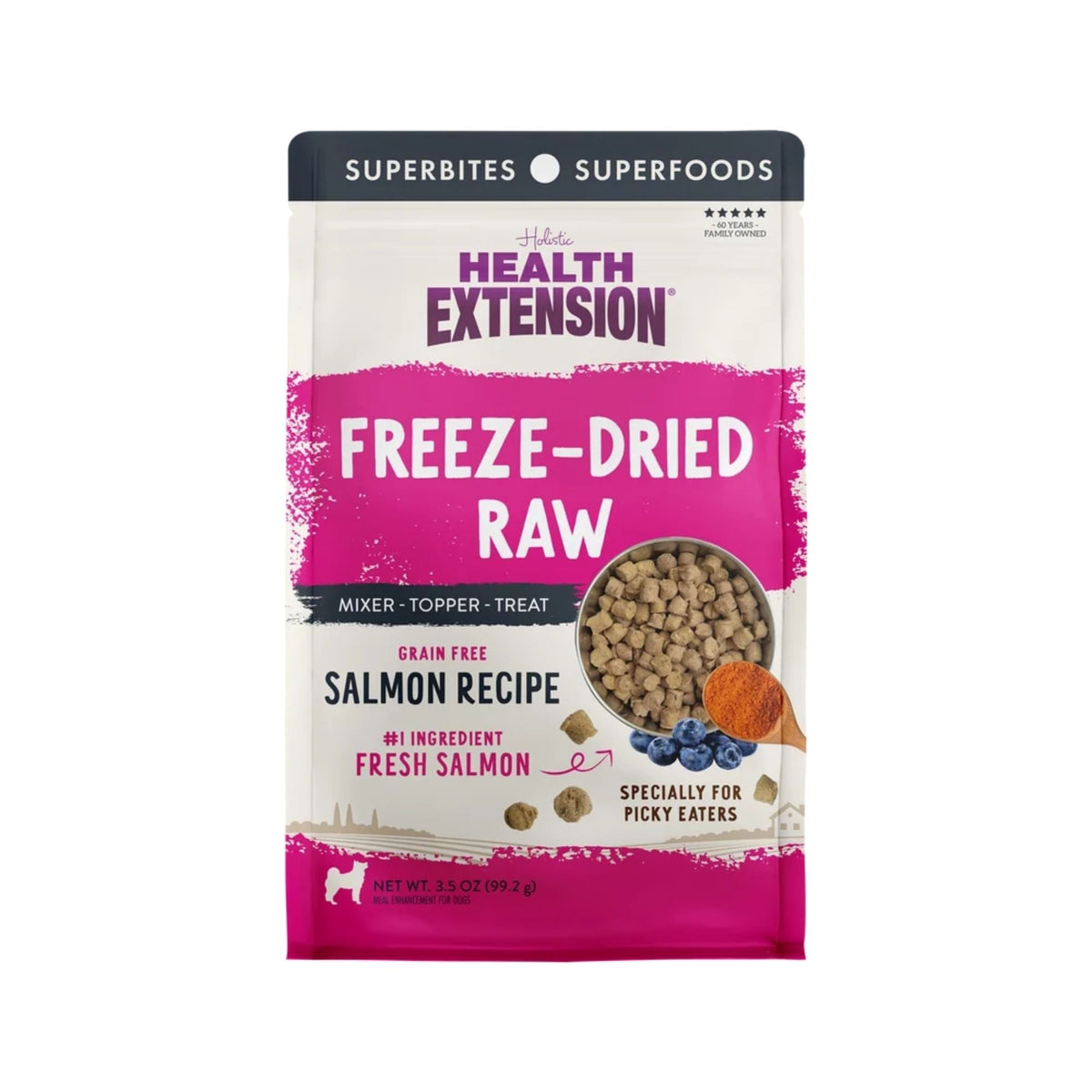 Health Extension Freeze Dried Raw Salmon Meal Mixer for Dogs 3.5oz.