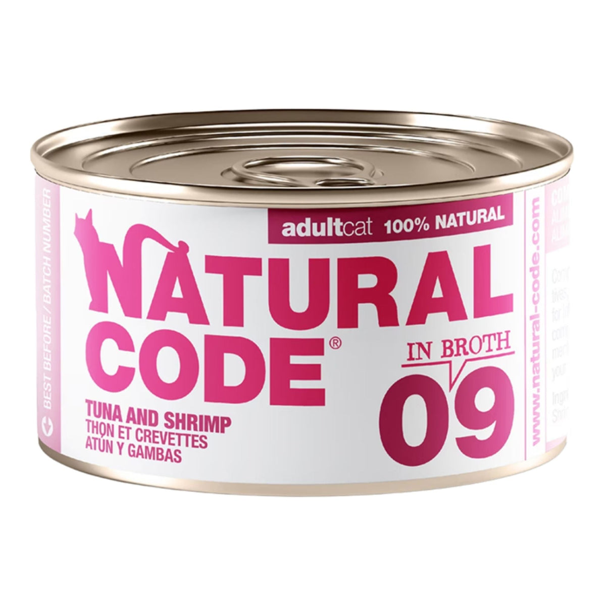Natural Code Cat High Protein Tuna And Shrimps In Broth For Adult Cats 3oz. (Case of 24)