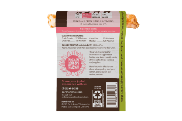 EARTH ANIMAL DOG NO-HIDE NO-MEAT SALMON (VEGAN) SMALL 24 COUNT