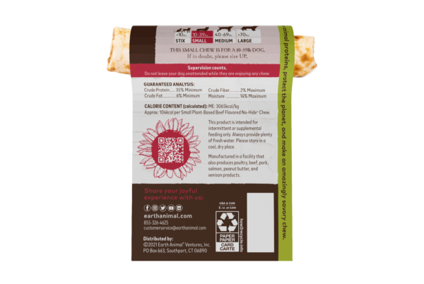 EARTH ANIMAL DOG NO-HIDE NO-MEAT BEEF (VEGAN) MEDIUM 24 COUNT