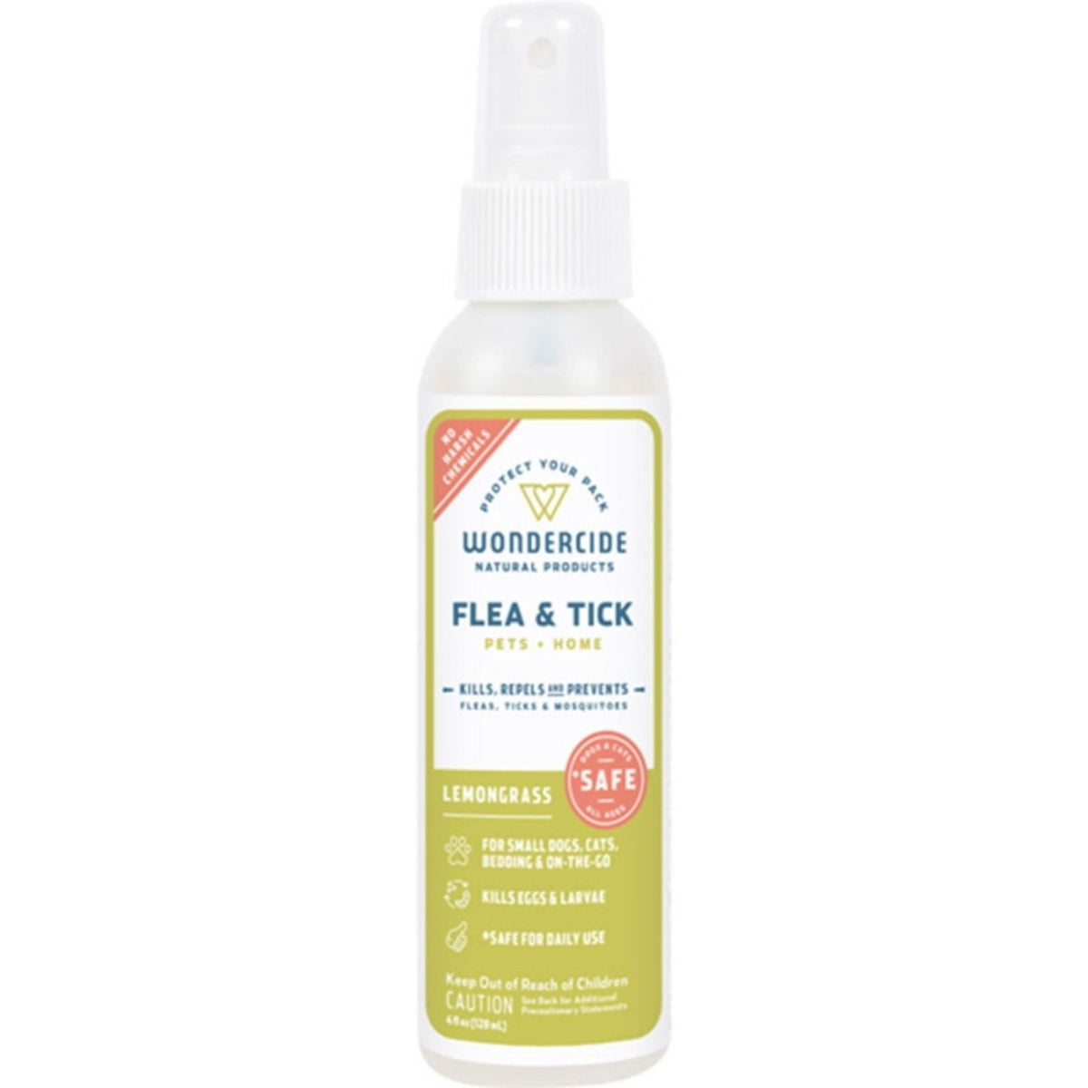 Wondercide Dog & Cat Lemongrass Flea & Tick Spray For Pets & Home With Natural Essential Oils 4oz.