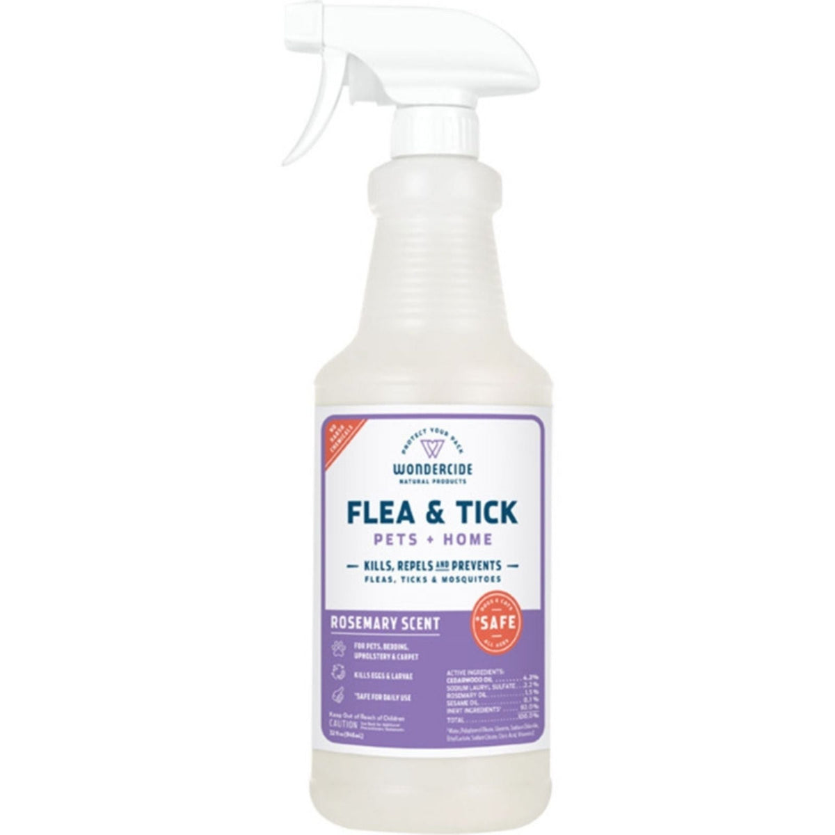 Wondercide Dog & Cat Rosemary Flea & Tick Spray For Pets & Home With Natural Essential Oils 32oz.