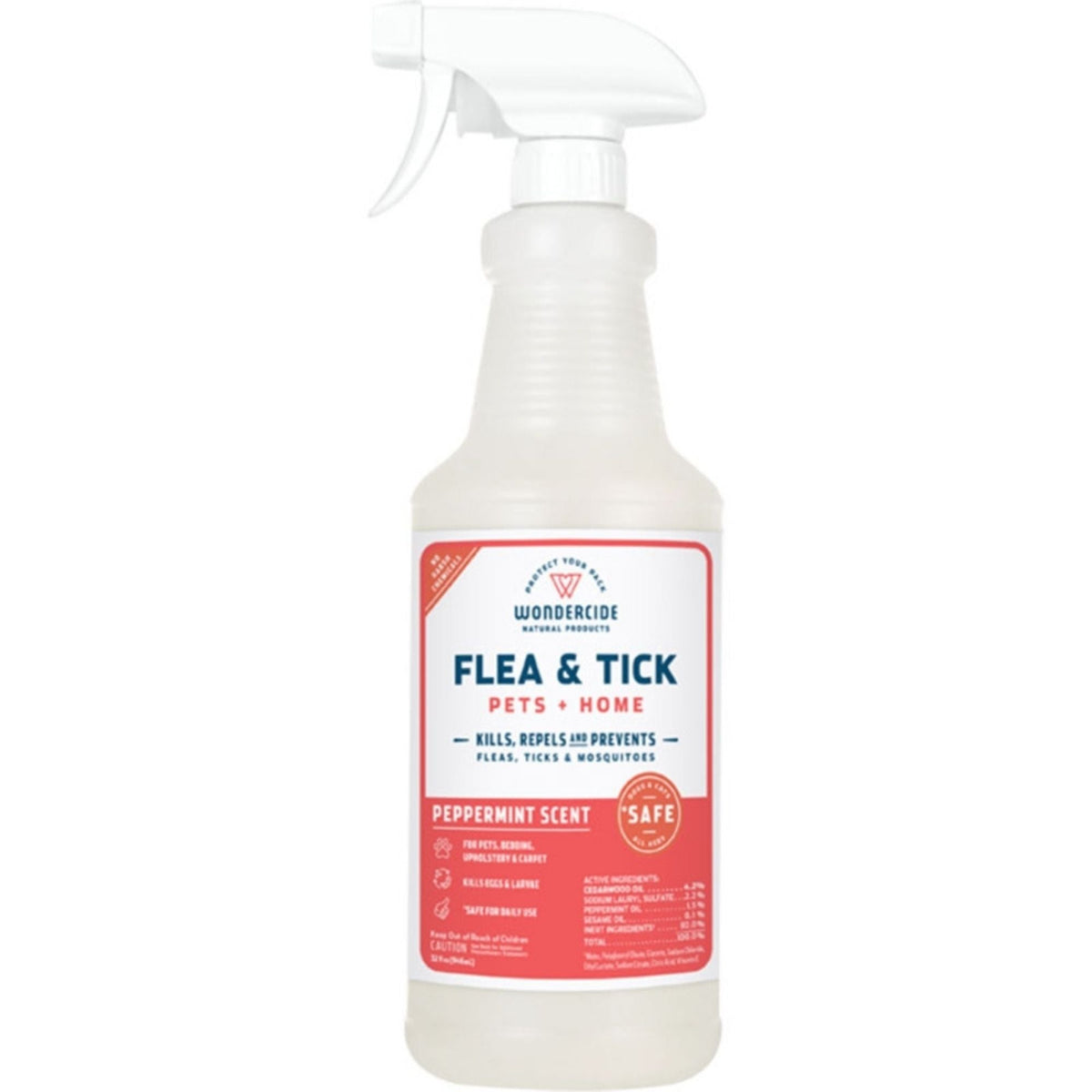 Wondercide Dog & Cat Peppermint Flea & Tick Spray For Pets & Home With Natural Essential Oils 32oz.