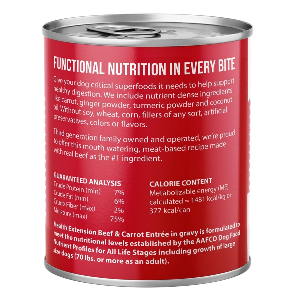 Health Extention Digest Beef & Carrot & Gravy Dog Can 9oz. (Case of 12)