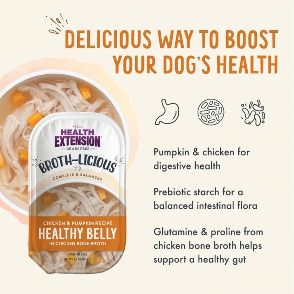 Health Extension Broth-Licious Chicken Pumpkin Broth Topper 3.5oz. (Case of 12)
