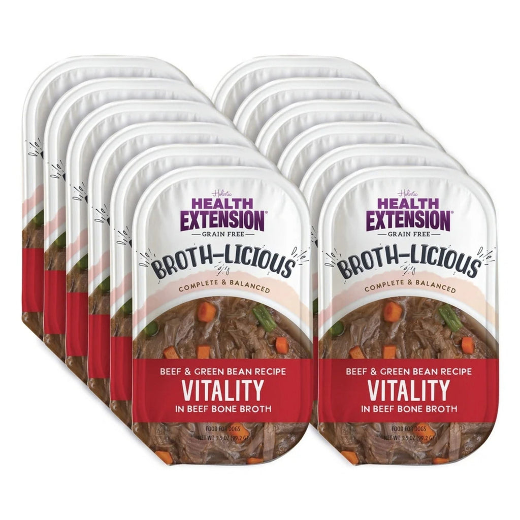 Health Extension Broth-Licious Beef Green Bean Broth Topper 3.5oz. (Case of 12)