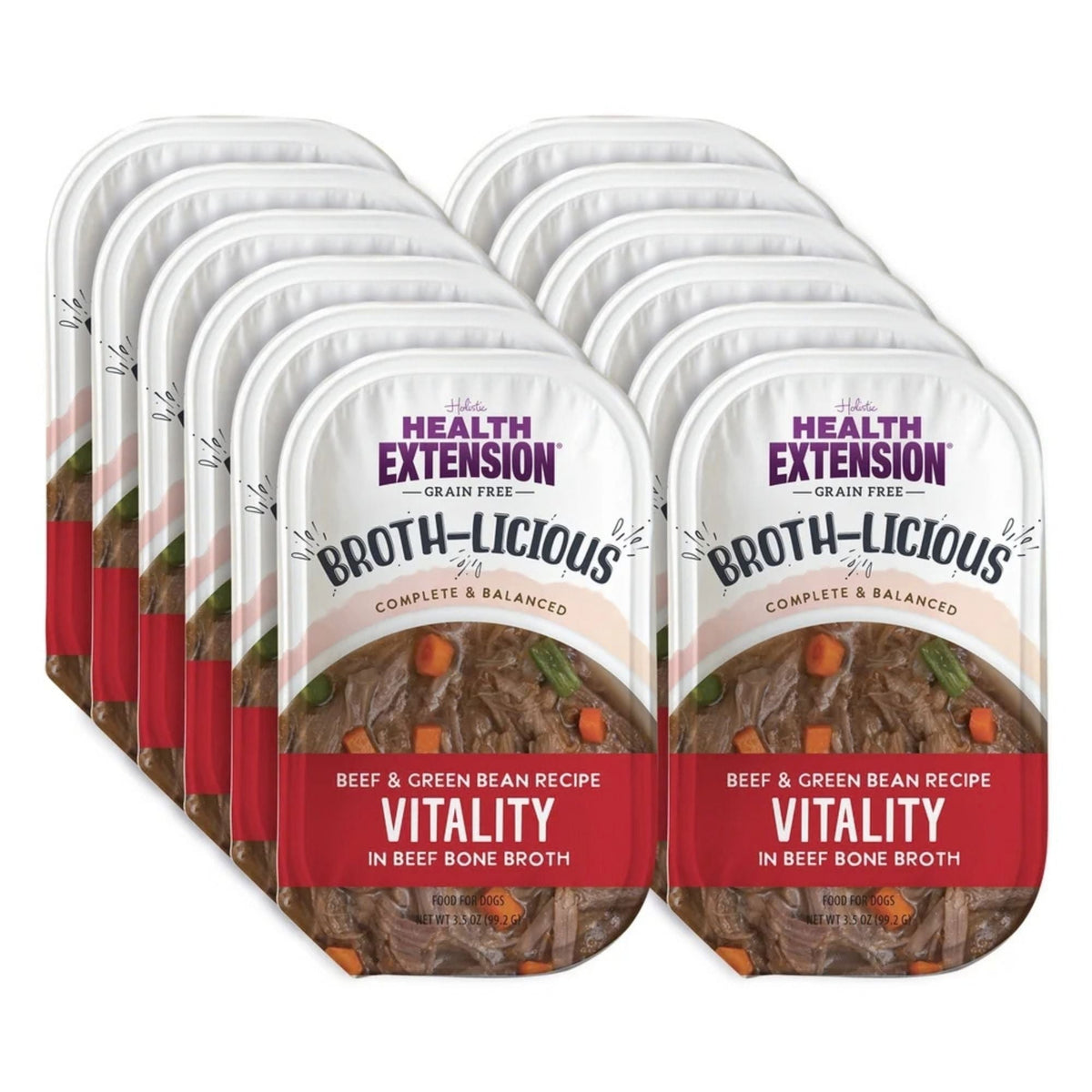 Health Extension Broth-Licious Beef Green Bean Broth Topper 3.5oz. (Case of 12)
