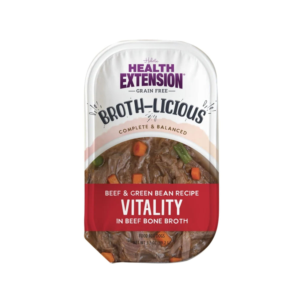 Health Extension Broth-Licious Beef Green Bean Broth Topper 3.5oz. (Case of 12)