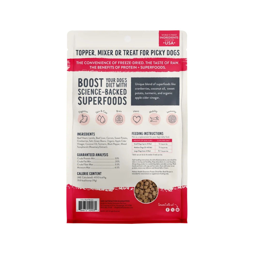 Health Extension Freeze Dried Raw Beef Meal Mixer Dog 12oz.