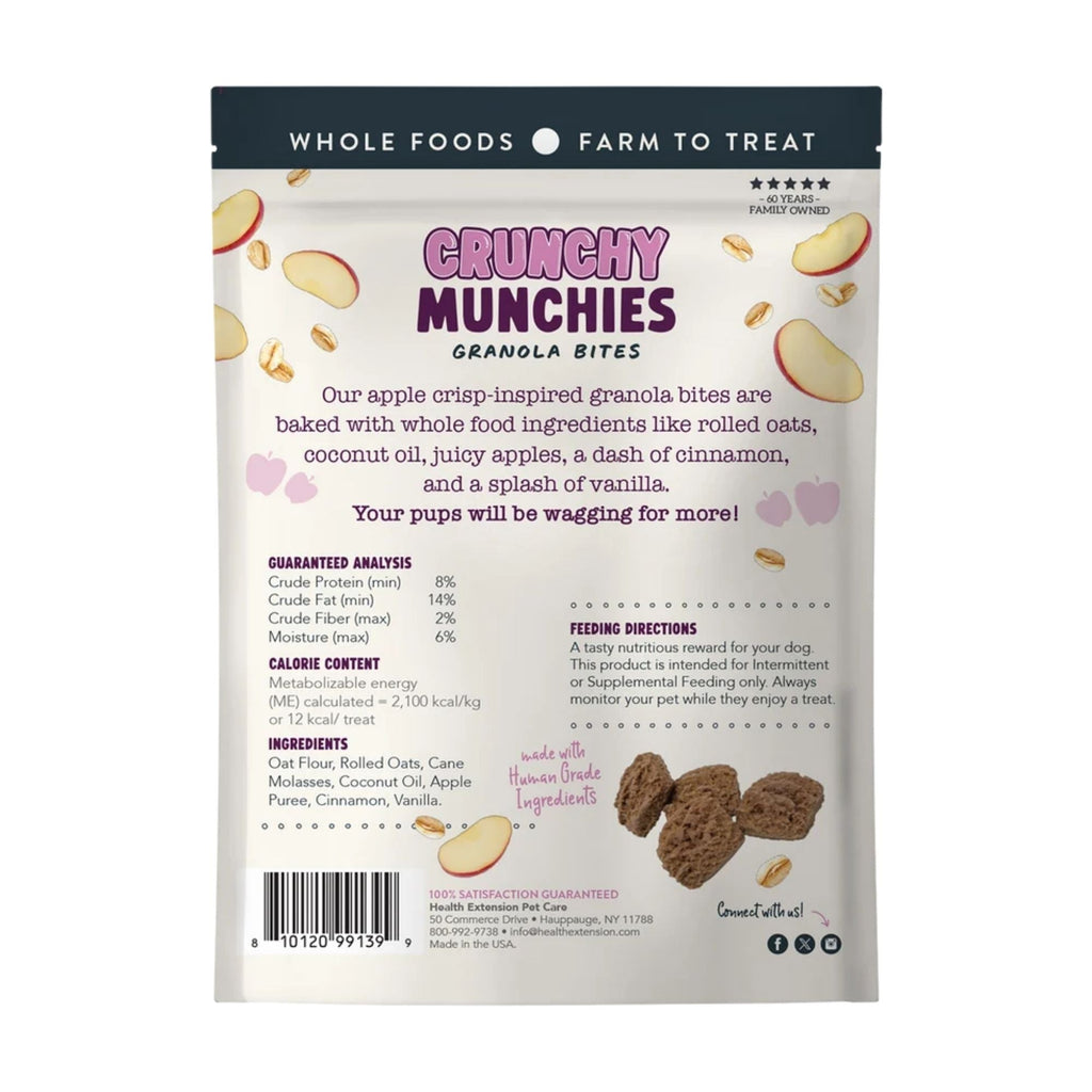 Health Extension Crunchy Munchies Granola Bites-Appley Chrisp Dog Treats 5oz.
