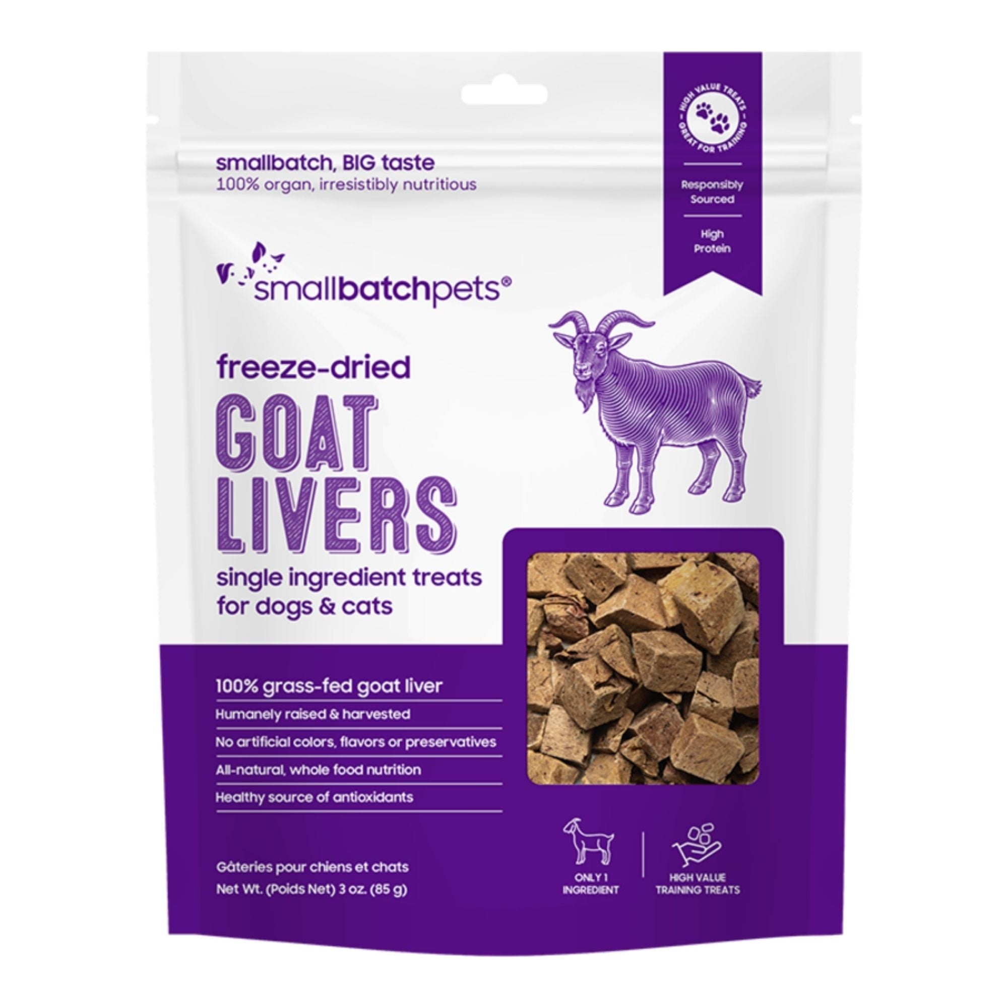 Small Batch Dog & Cat Freeze-Dried Goat Livers 3oz.