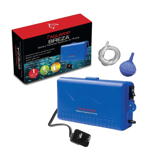 Aquatop BREZA Battery Powered Aquarium Air Pump with AC Power Failure Sensor Blue Default Title