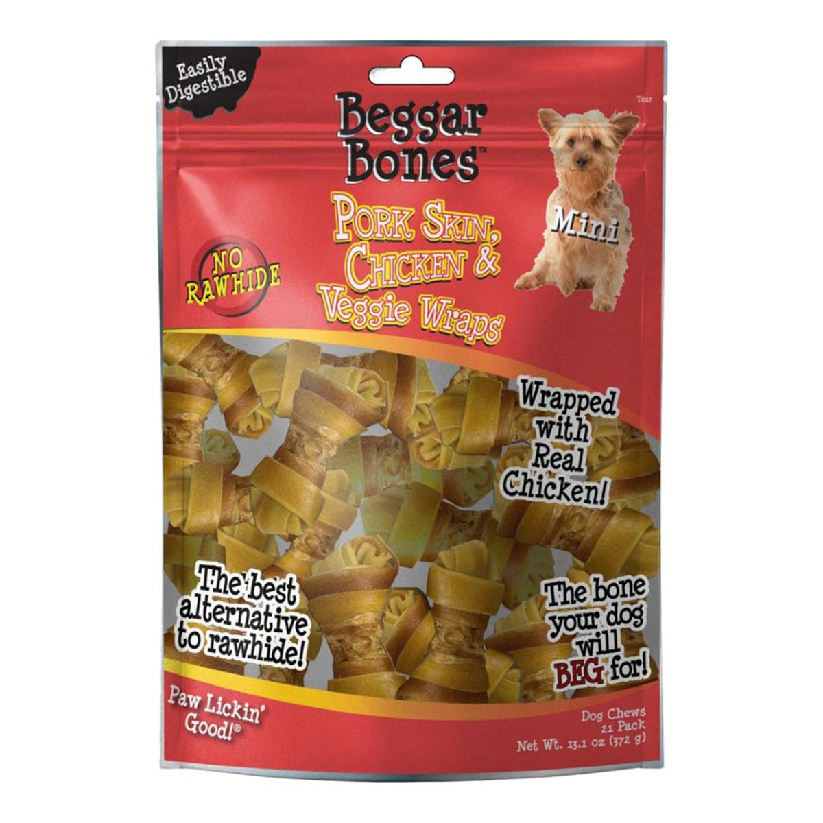 Savory Prime Beggar Bones Pork Skin, Chicken & Veggie Wraps Mini 21pk