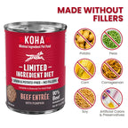 Koha Dog Limited Ingredient Grain Free 90% Beef 13oz. (Case of 12)
