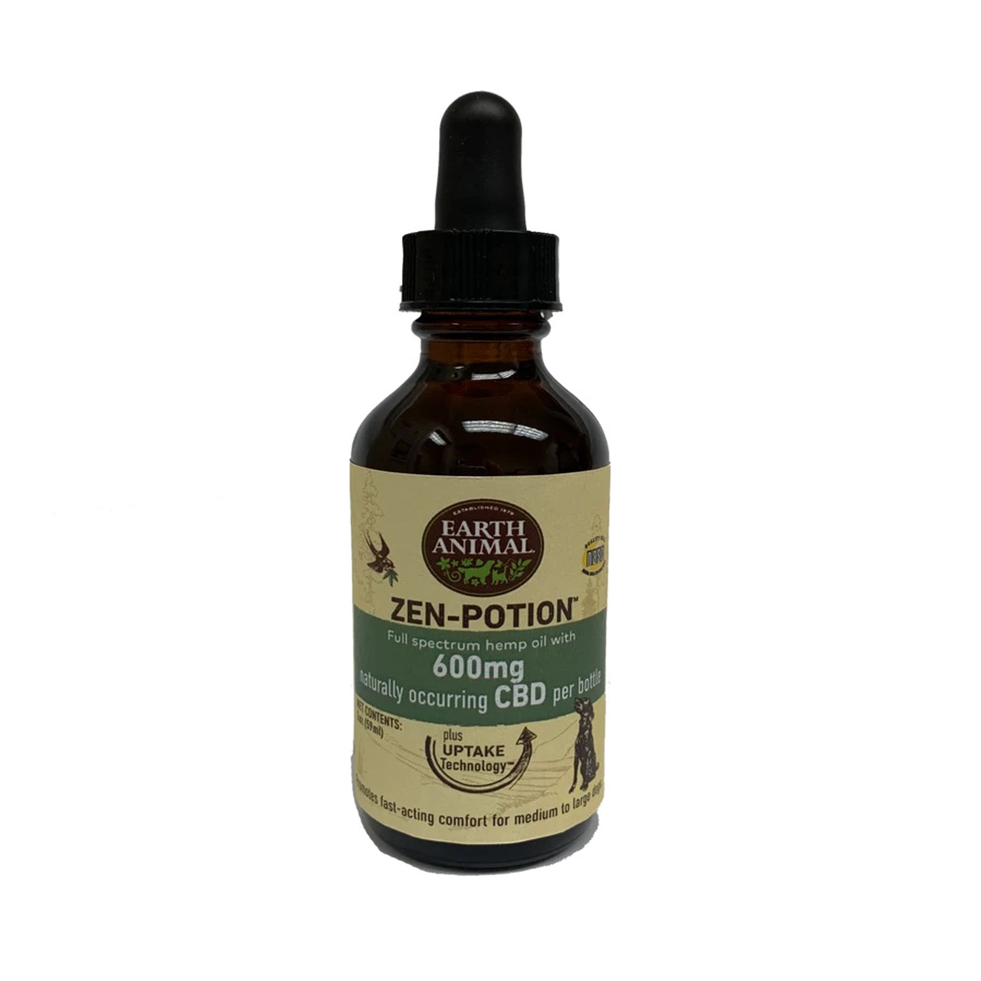 Earth Animal NatureS Comfort Potion For Dogs And Cats - Full Spectrum Hemp Oil Drops With Naturally Occurring Cbd, 600Mg