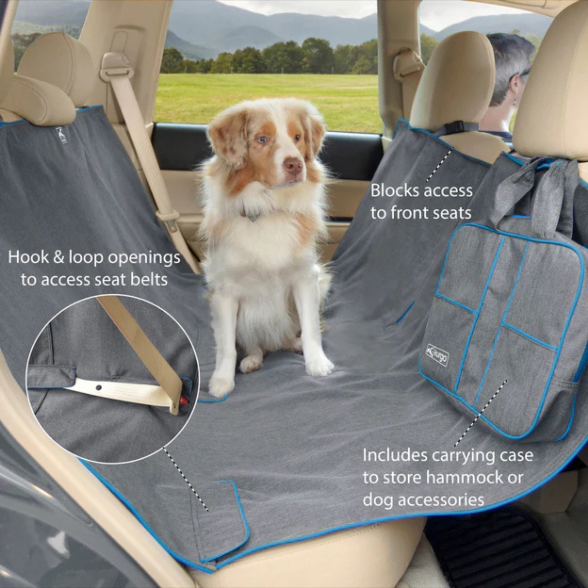 Kurgo Dog Hammock Heather Charcoal & Blue