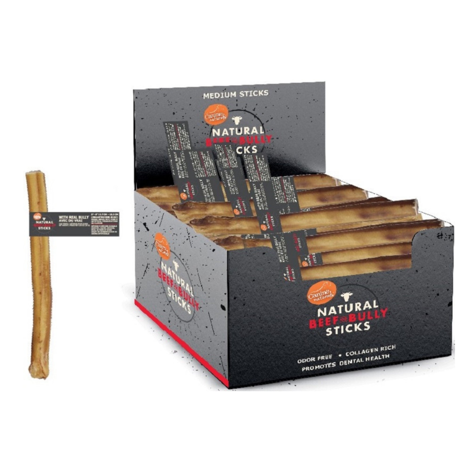 Canine Natural Beef & Bully Sticks Dog 5" 48Ct Display Box