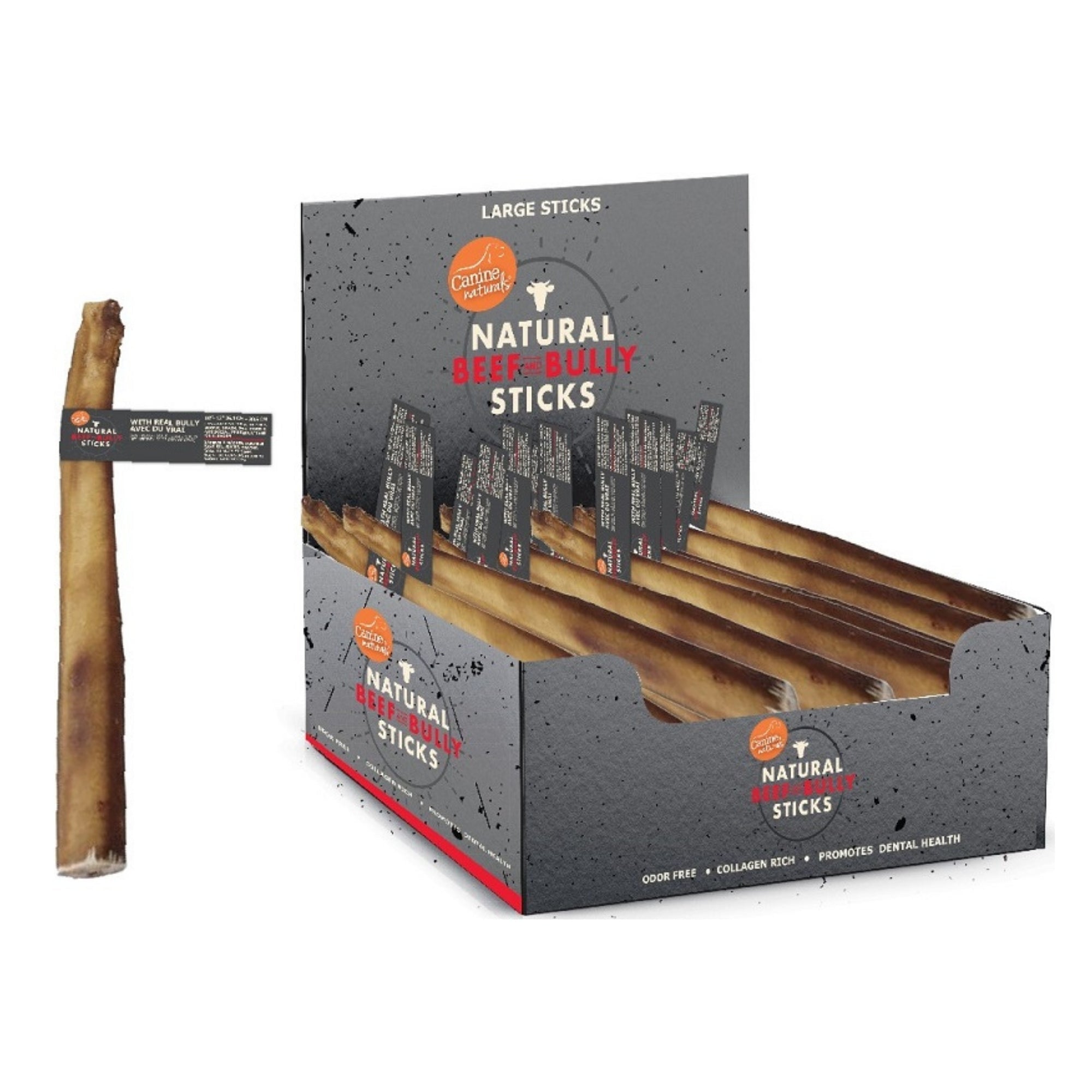 Canine Natural Beef & Bully Sticks Dog 10" 48Ct Display Box