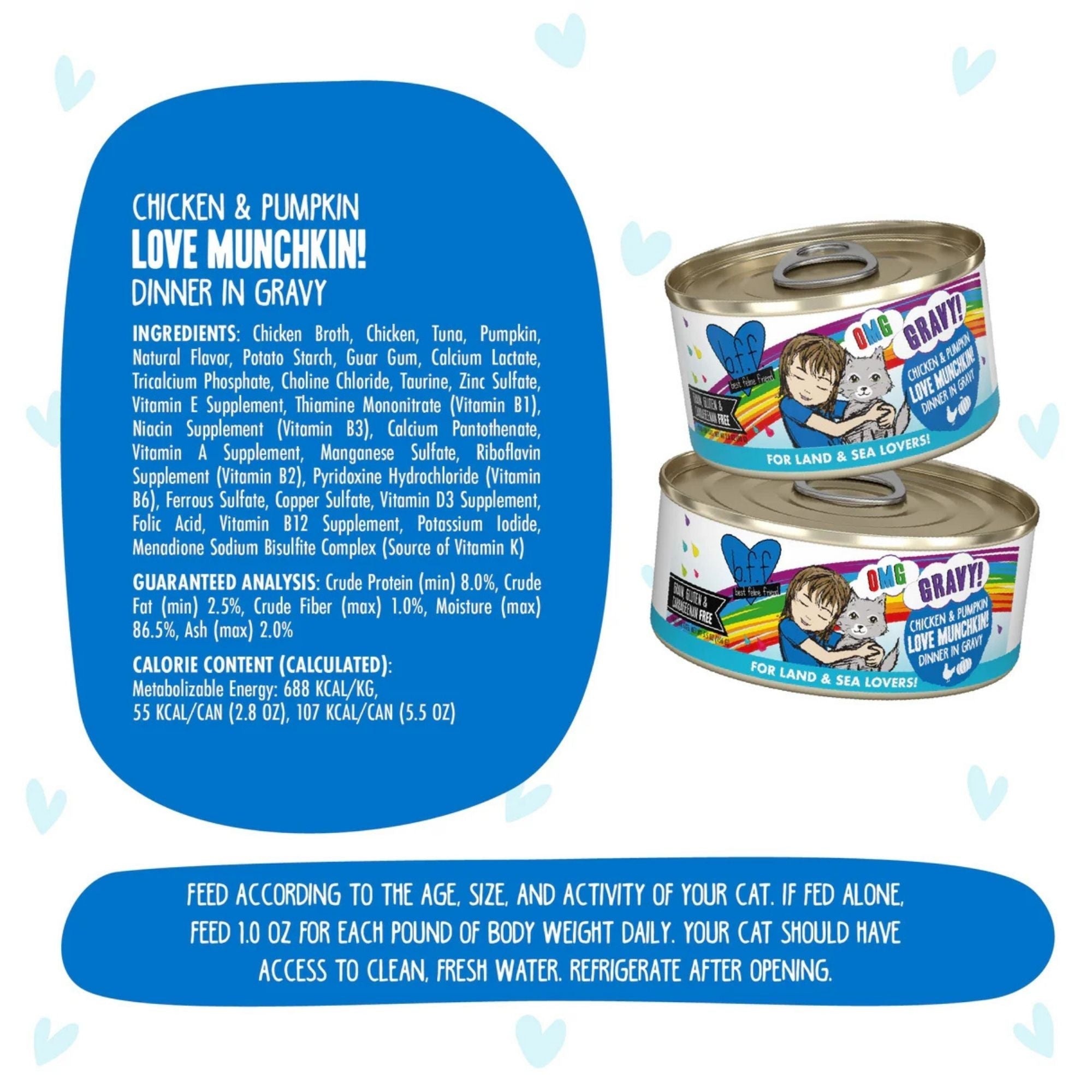BFF Cat Omg Gravy Love Munchkin Chicken 2.8oz. - (Case of 12)