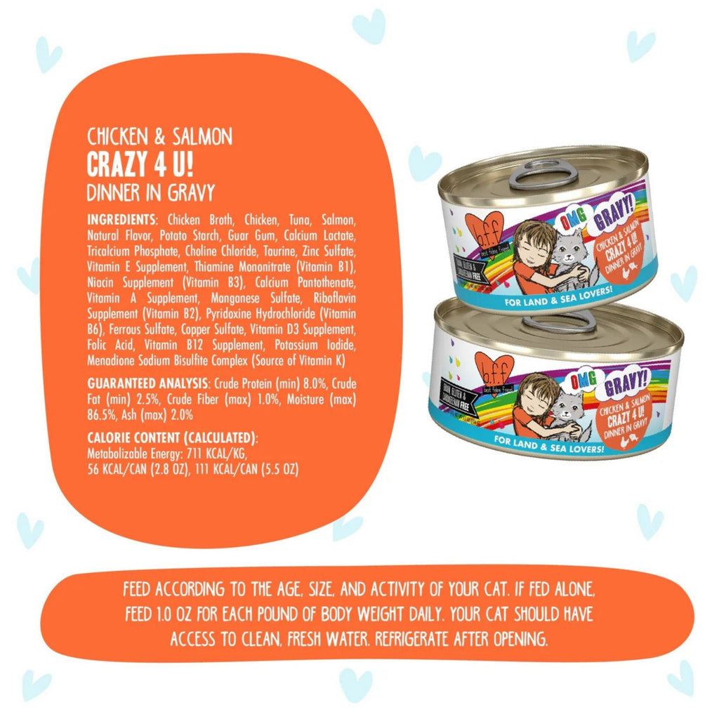BFF Cat Omg Gravy Crazy 4 U Chicken & Salmon 5.5oz. - (Case of 8)