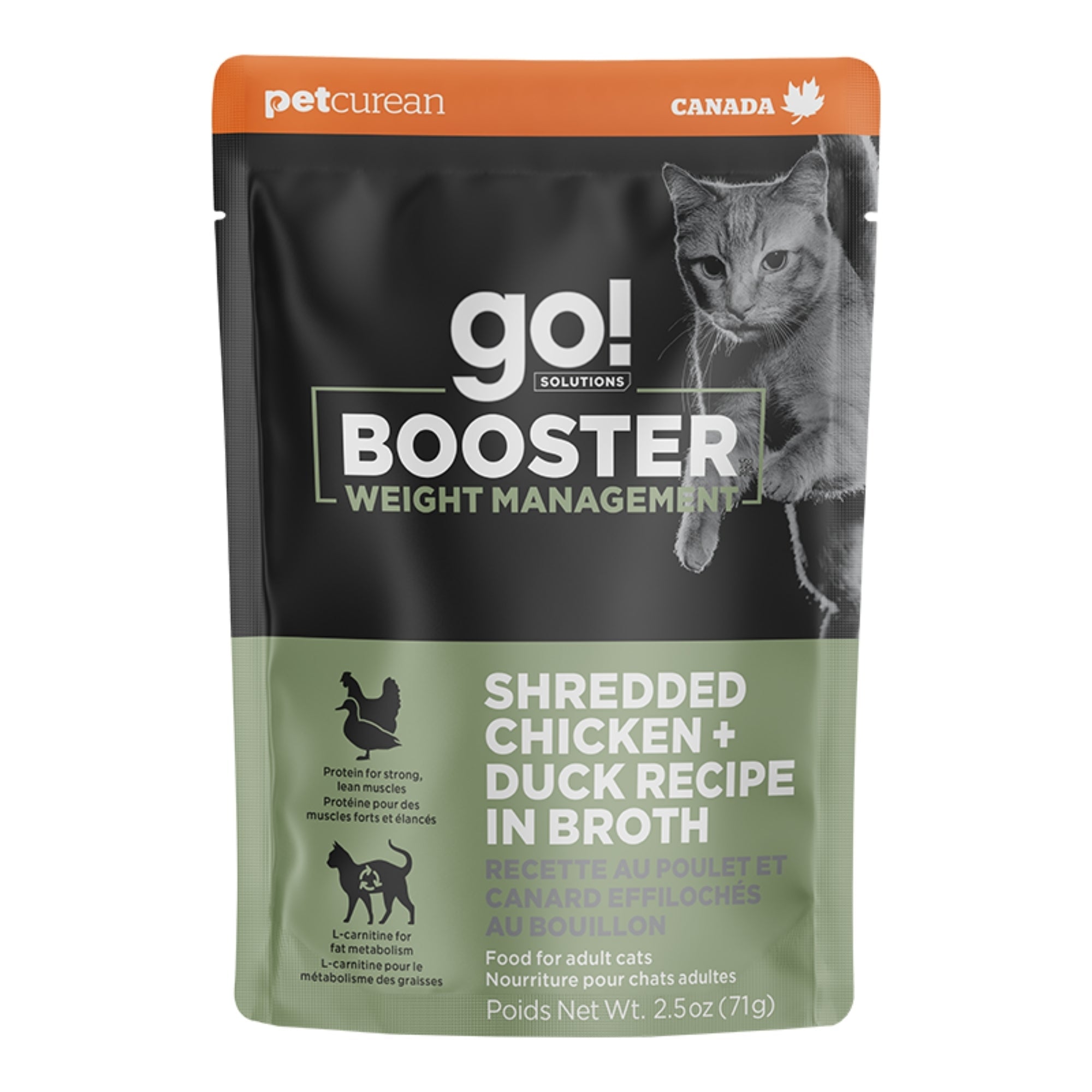 Go! Cat Booster Weight Management Shredded Chicken & Duck 2.5oz. (Case of 24)