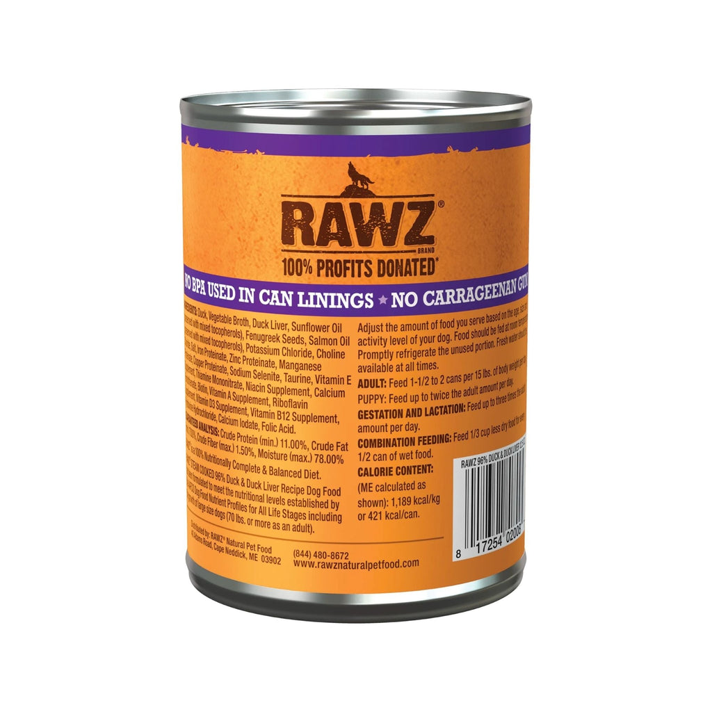 Rawz Dog 96% Duck Duck Liver Pate 12.5oz. (Case of 12)