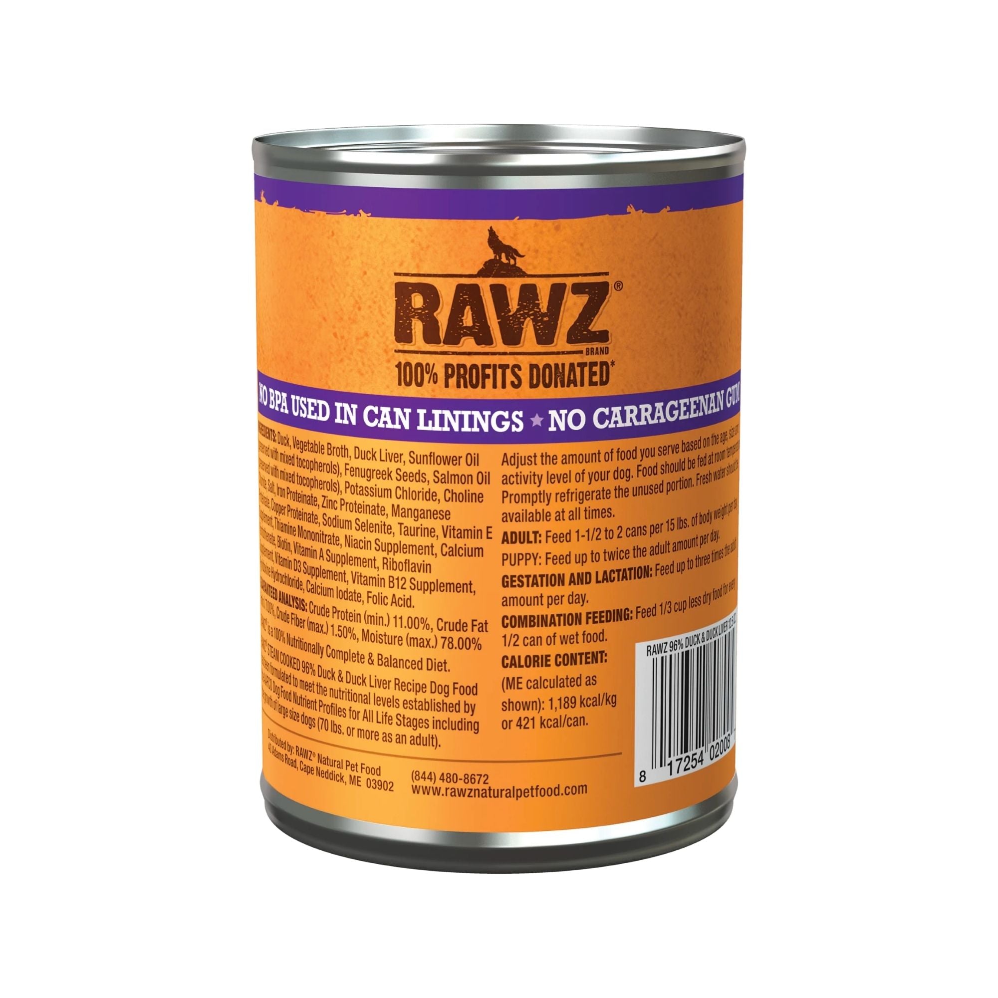 Rawz Dog 96% Duck Duck Liver Pate 12.5oz. (Case of 12)