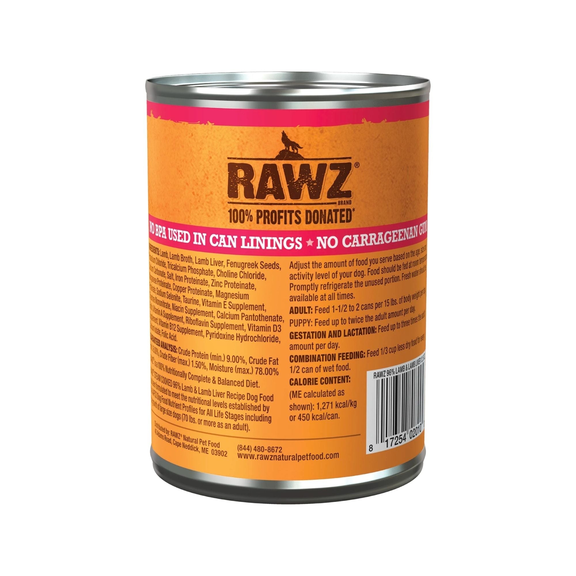 Rawz Dog 96% Lamb Lamb Liver Pate 12.5oz. (Case of 12)