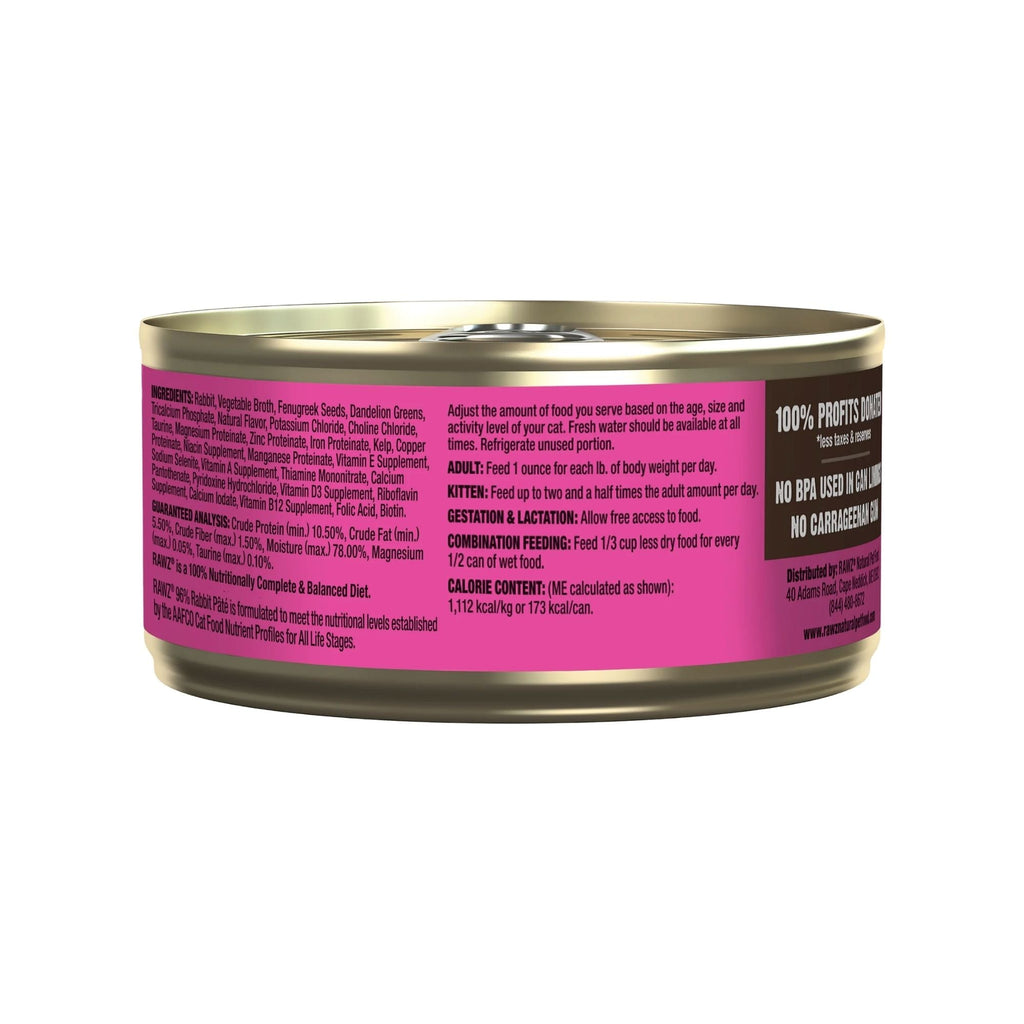 Rawz Cat 96% Rabbit Pate 5.5oz. (Case of 24)