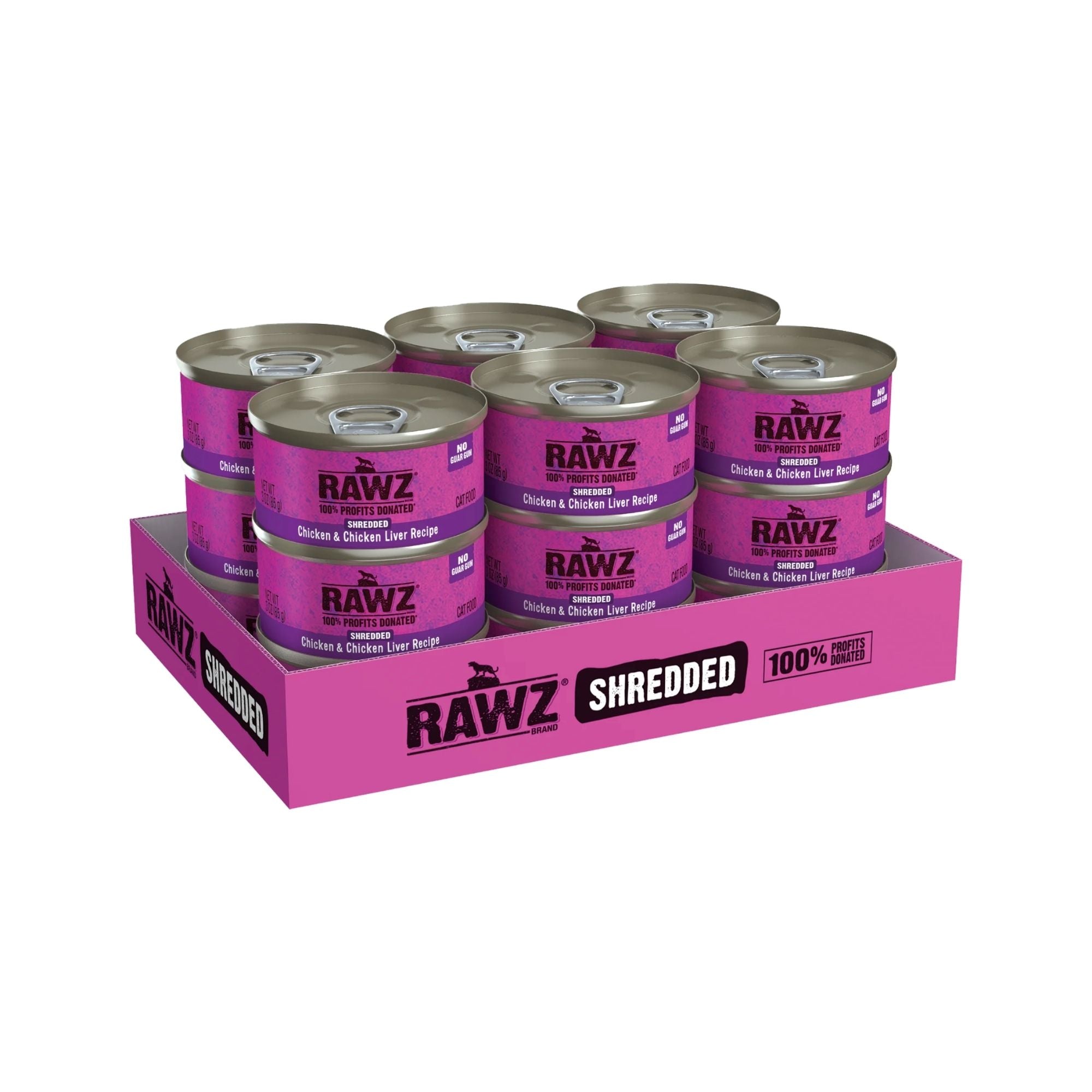 Rawz Cat Shredded Chicken Chicken Liver 3oz. (Case of 18)