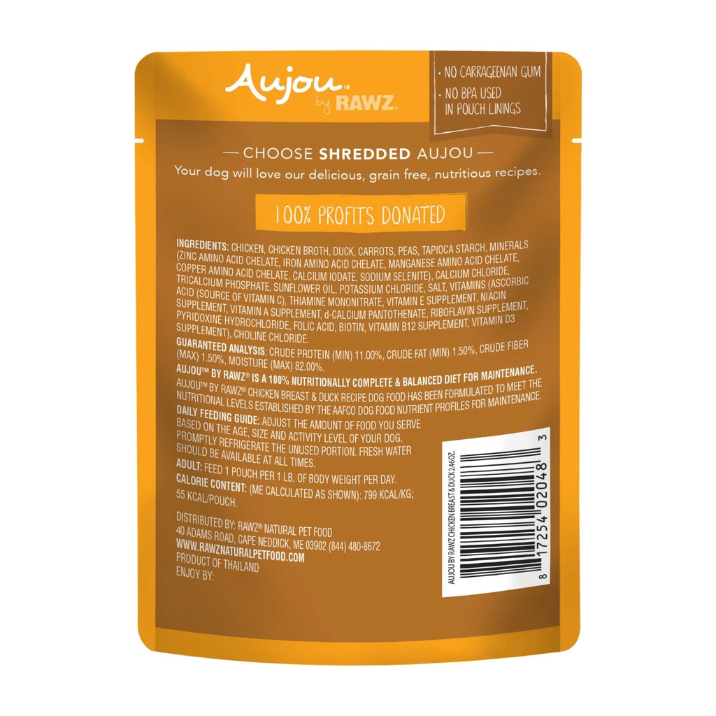 Rawz Aujou Dog Pouch Chicken Breast Duck 2.4oz. (Case of 8)