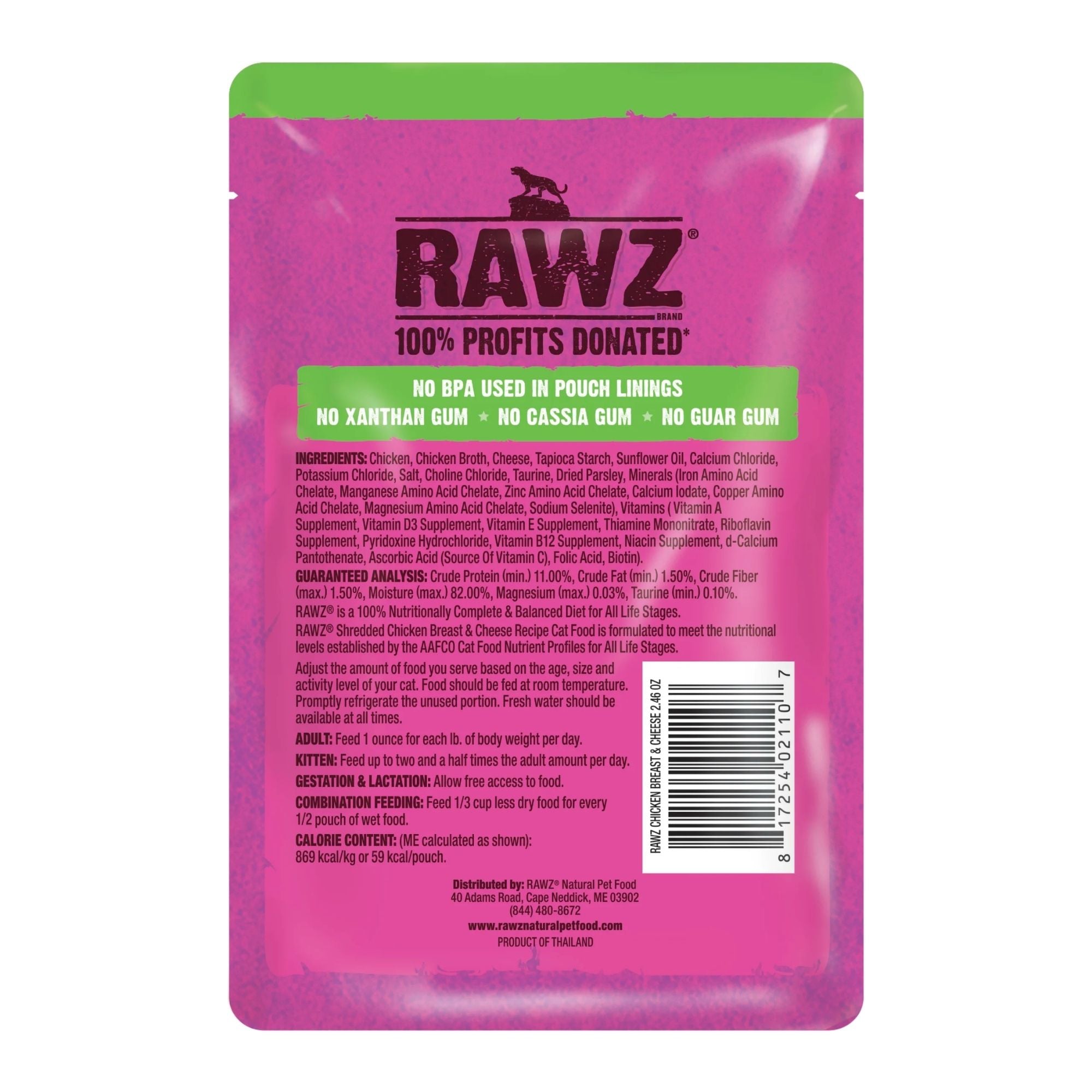 Rawz Shredded Cat Pouch Chicken Breast Cheese 2.4oz. (Case of 8)