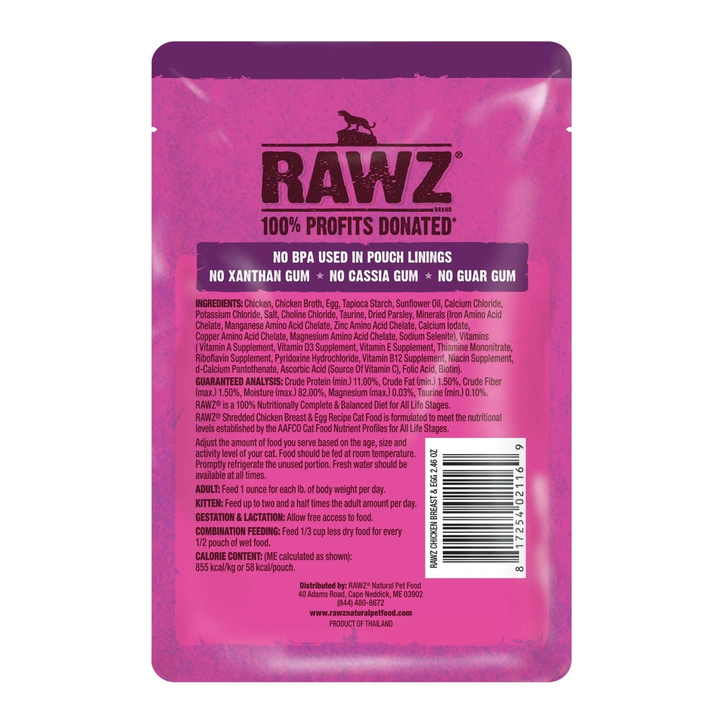 Rawz Shredded Cat Pouch Chicken Breast Egg 2.4oz. (Case of 8)