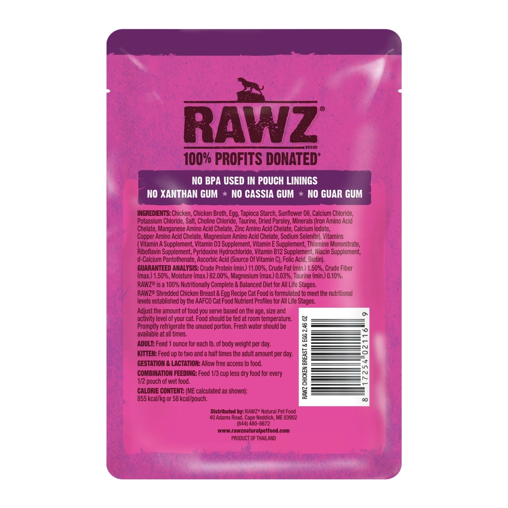 Rawz Shredded Cat Pouch Chicken Breast Egg 2.4oz. (Case of 8)