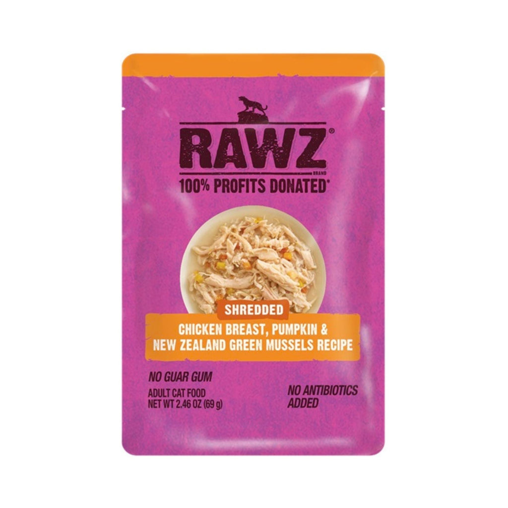Rawz Shredded Cat Pouch Chicken Breast Pumpkin New Zealand Green Mussels 2.4oz. (Case of 8)