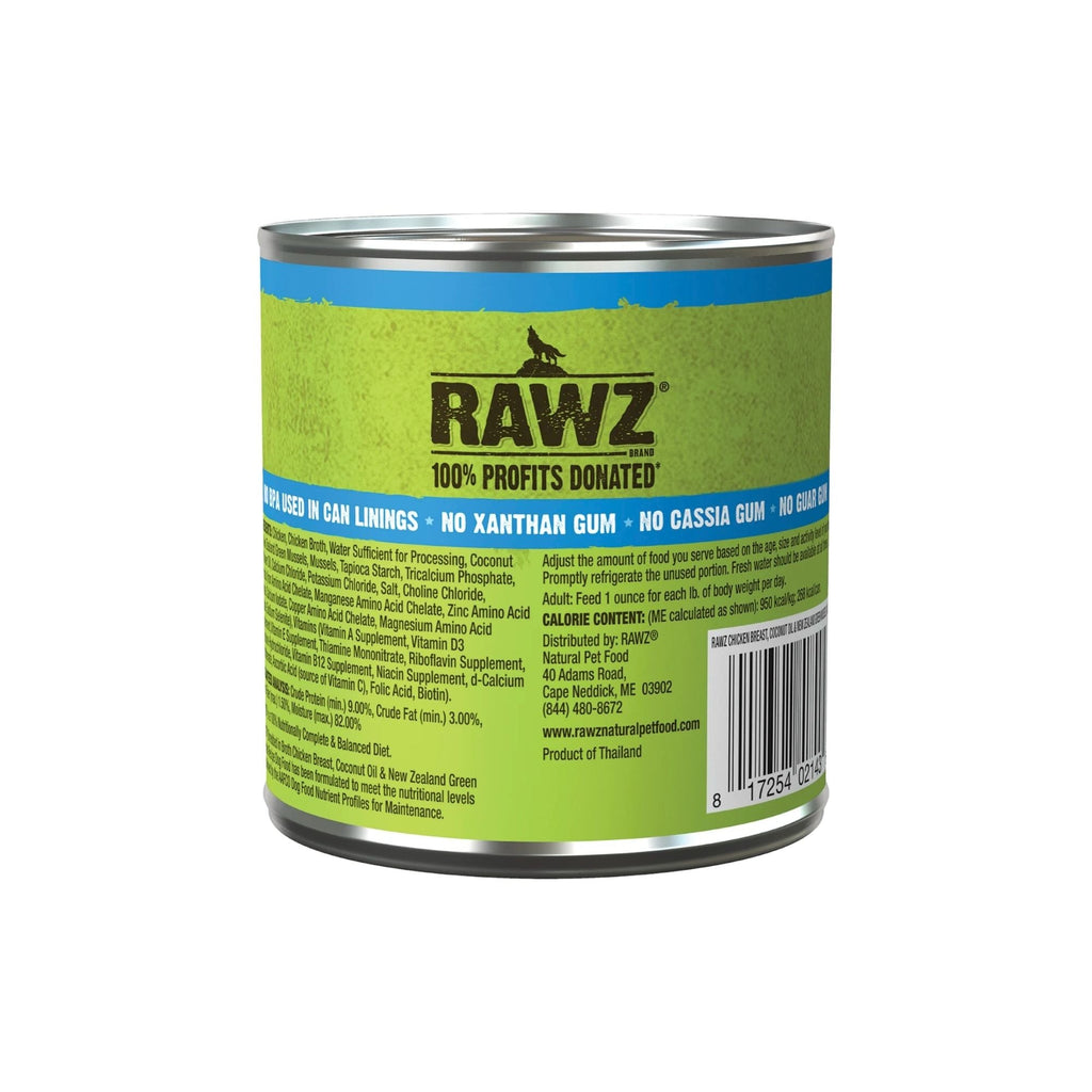 Rawz Shredded Dog Chicken Breast Coconut New Zealand Green Mussels 10oz. (Case of 12)