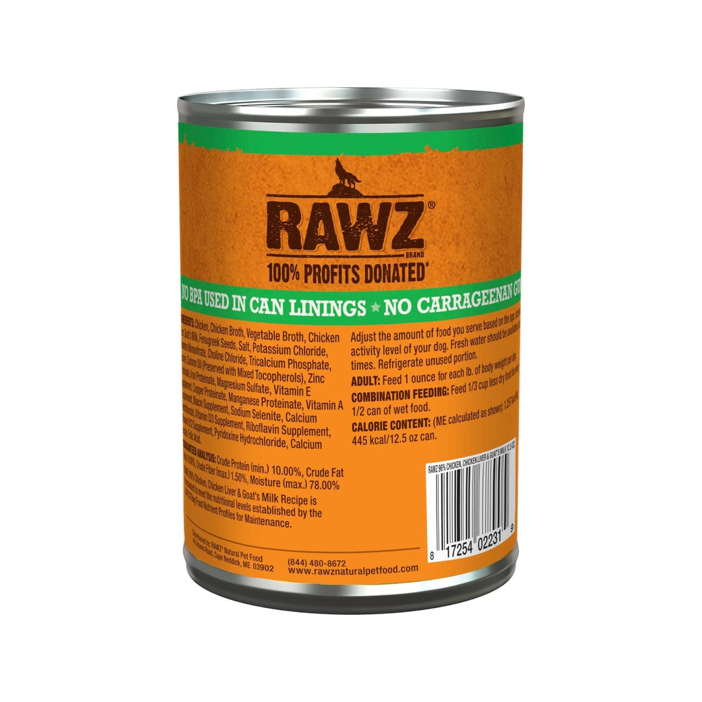 Rawz 96% Dog Chicken Chicken Liver Goat Milk Pate 12.5oz. (Case of 12)