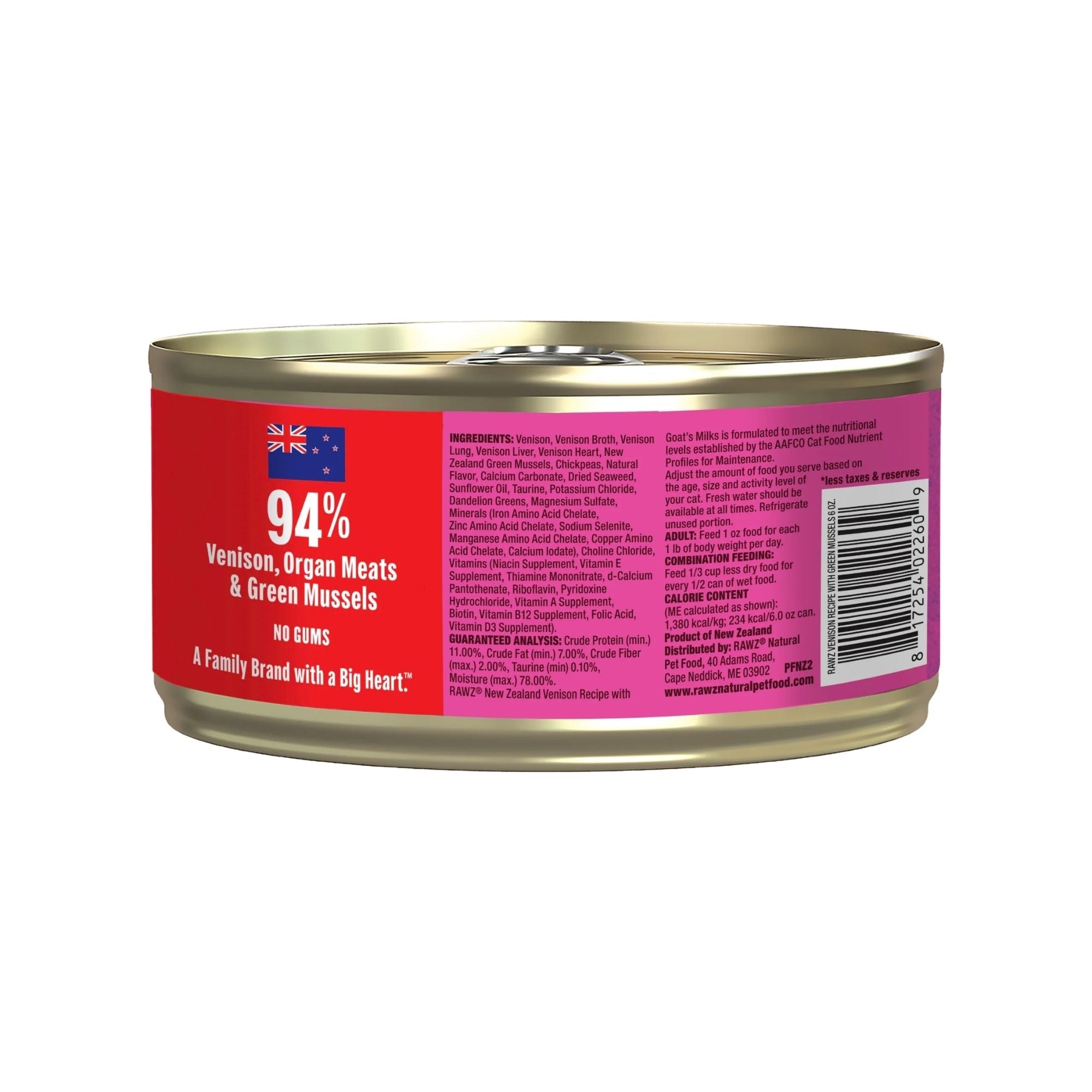 Rawz Cat 94% Venison Green Mussels Pate 3oz. (Case of 24)