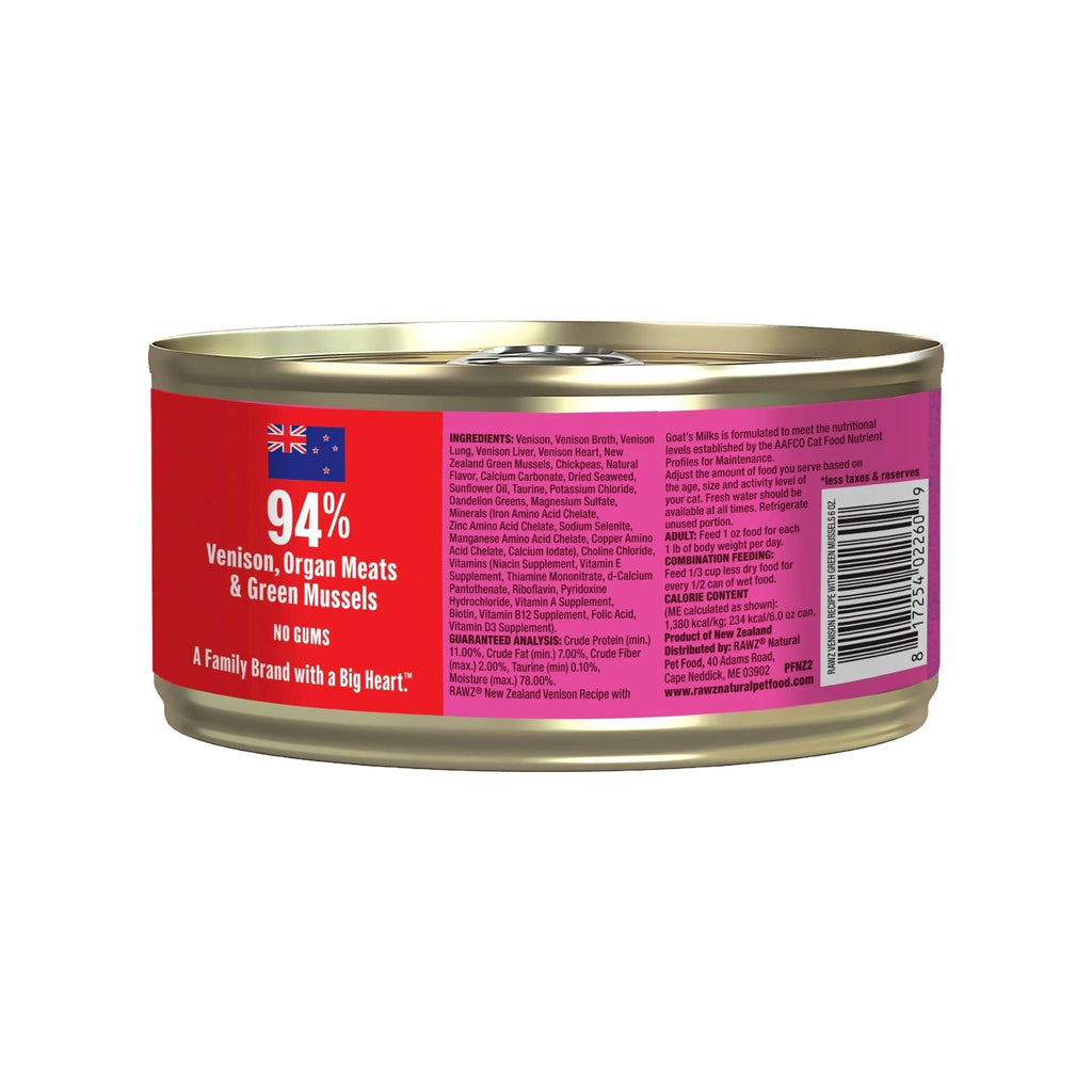Rawz Cat 94%  Venison Green Mussels Pate 6oz. (Case of 24)