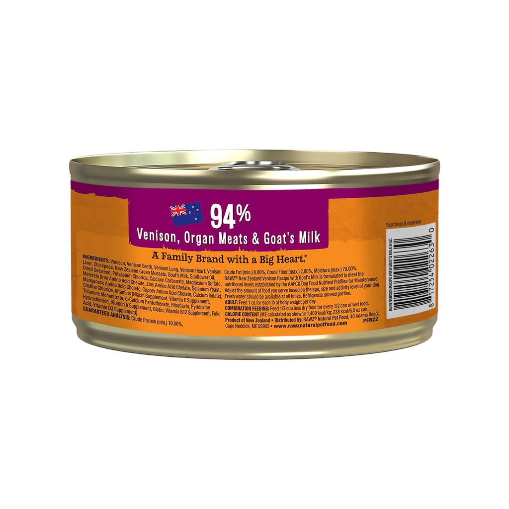 Rawz 94% Dog Venison Goat Milk Pate 6oz. (Case of 24)