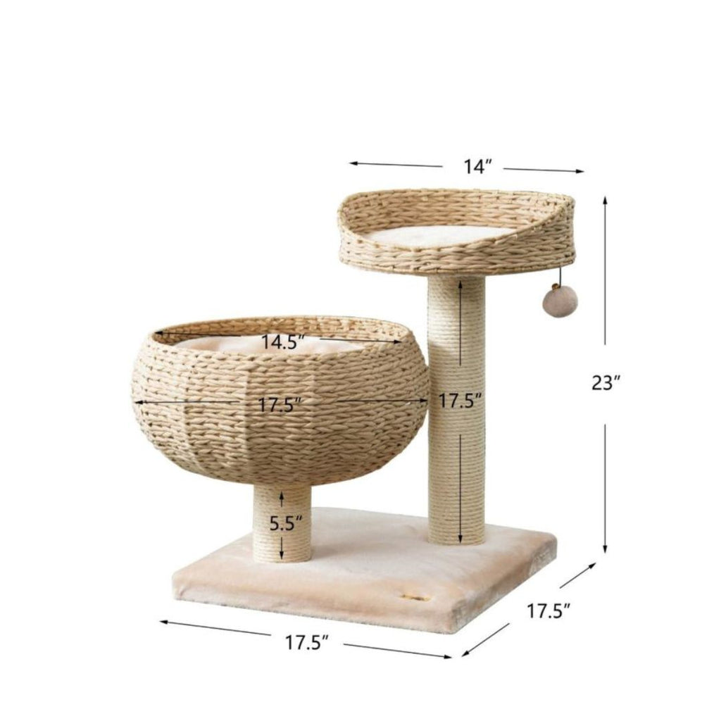 PetPals Cozy 2-Level Cat Perch Tree Beige & Cream 23 in