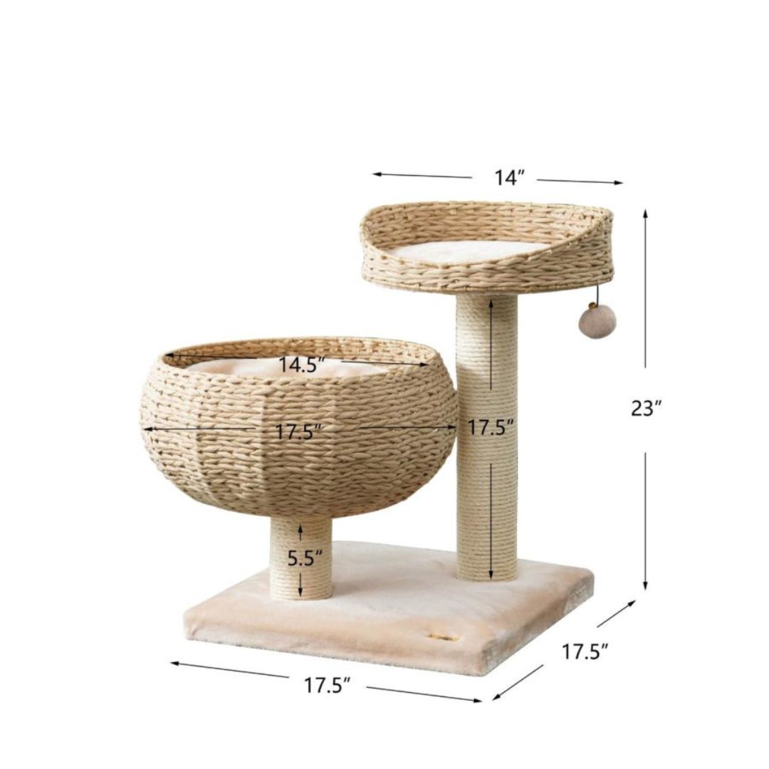 PetPals Cozy 2-Level Cat Perch Tree Beige & Cream 23 in